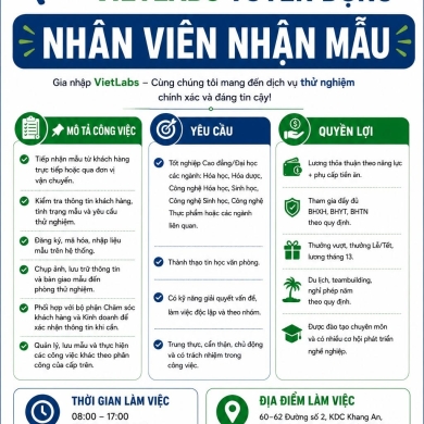 VietLabs Tuyển Dụng Nhân Viên Nhận Mẫu