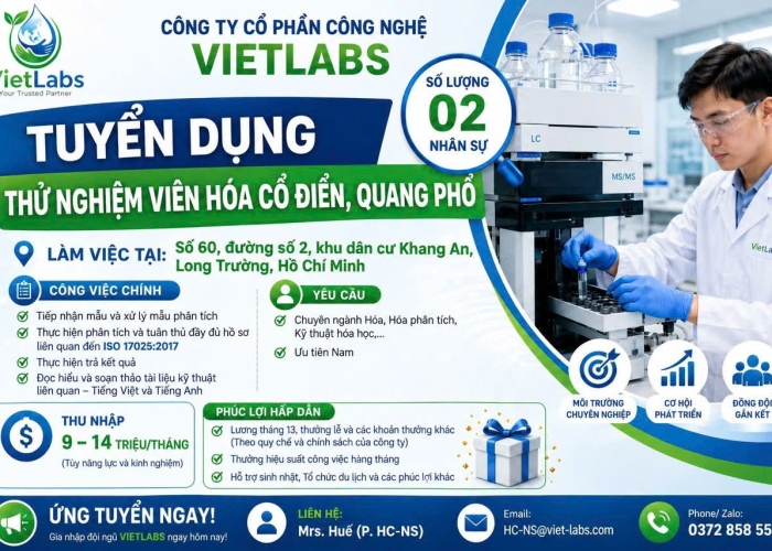 VIETLABS TUYỂN DỤNG THỬ NGHIỆM VIÊN HÓA CỔ ĐIỂN-QUANG PHỔ